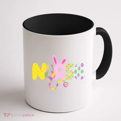 Funny Cute Easter Patterns Nurse Coffee Mug back