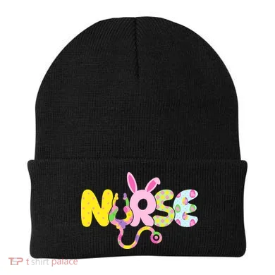 Funny Cute Easter Patterns Nurse Beanie