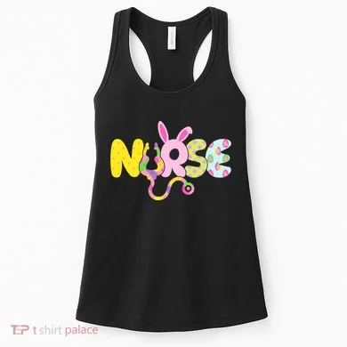 Funny Cute Easter Patterns Nurse Women's Tank Top