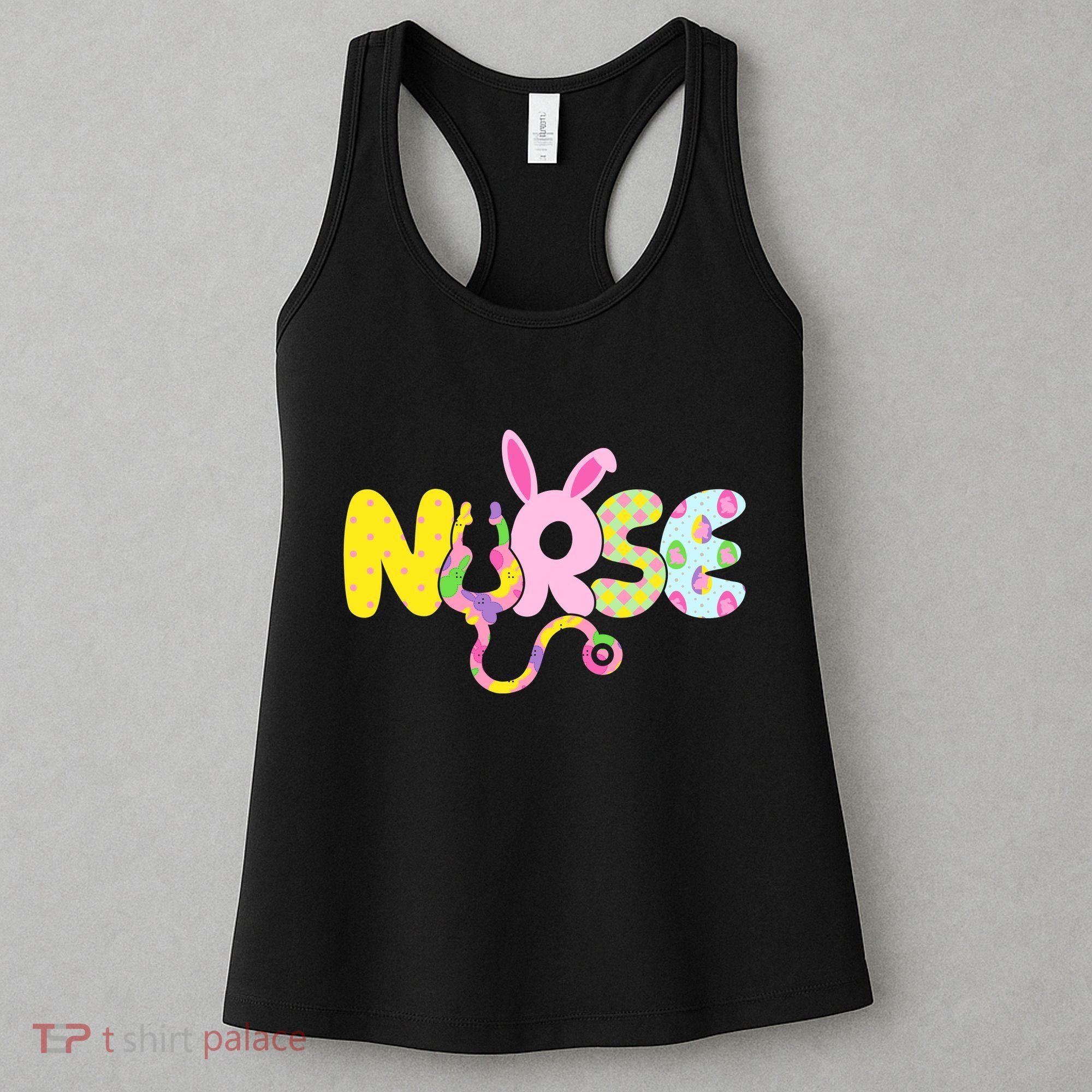 Funny Cute Easter Patterns Nurse Women's Tank Top