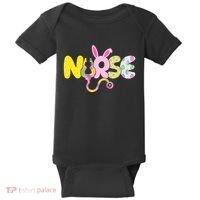 Funny Cute Easter Patterns Nurse Baby Bodysuit thumb 0