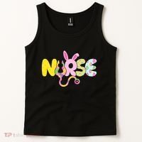 Funny Cute Easter Patterns Nurse Tank Top thumb 2