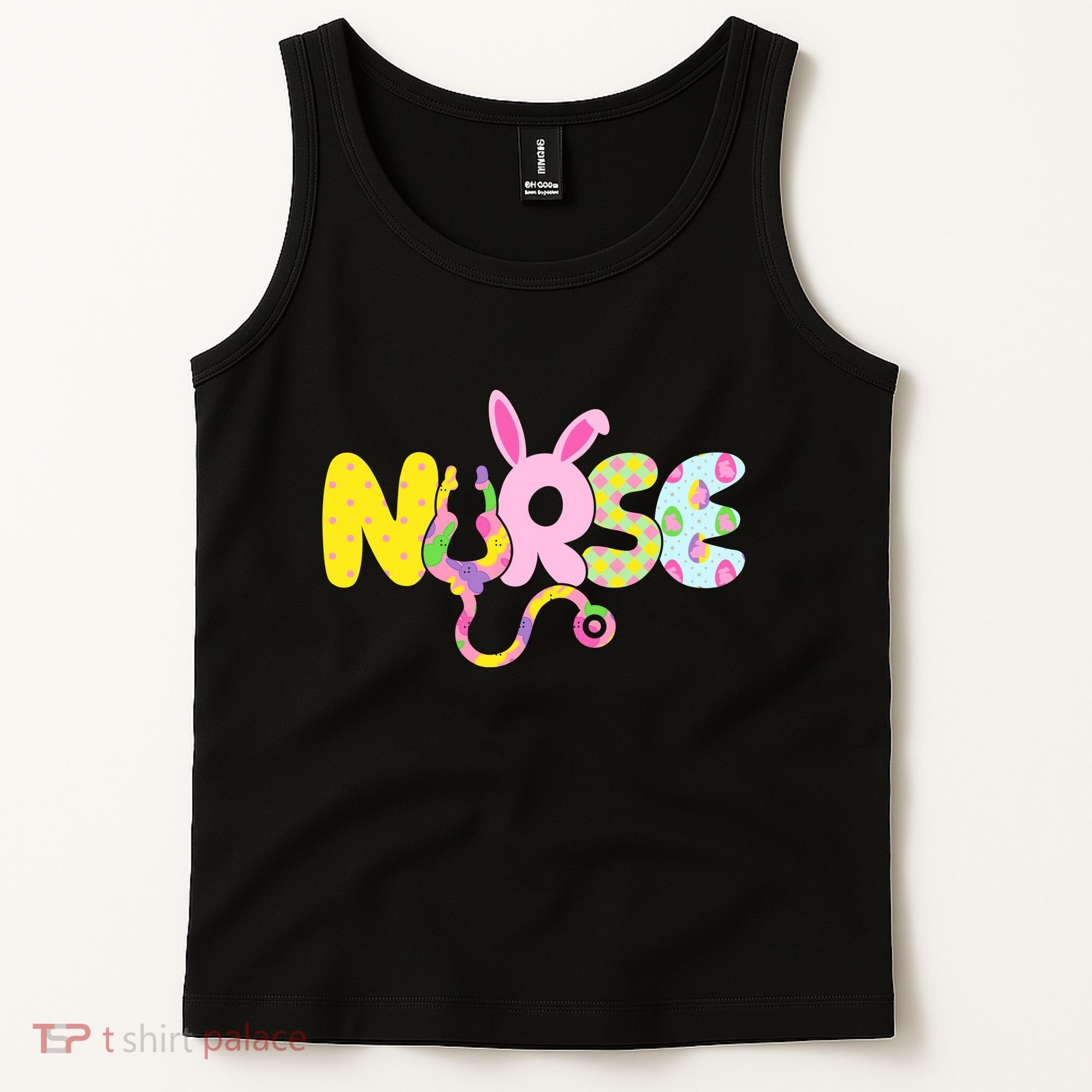 Funny Cute Easter Patterns Nurse Tank Top