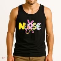 Funny Cute Easter Patterns Nurse Tank Top thumb 3