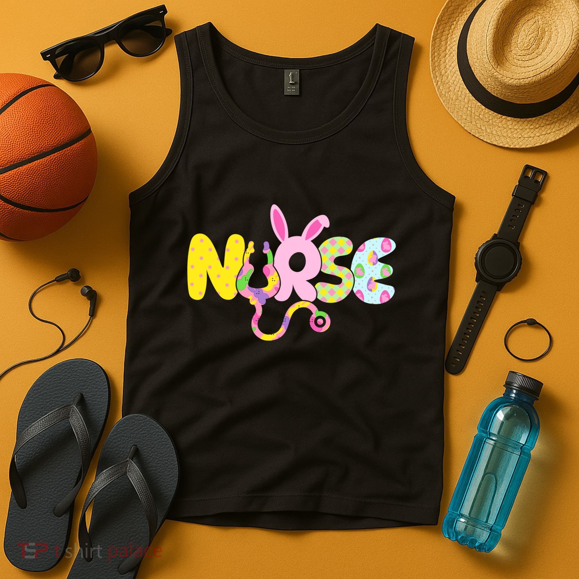 Funny Cute Easter Patterns Nurse Tank Top