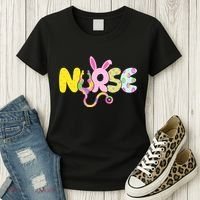 Funny Cute Easter Patterns Nurse Women's T-Shirt thumb 3