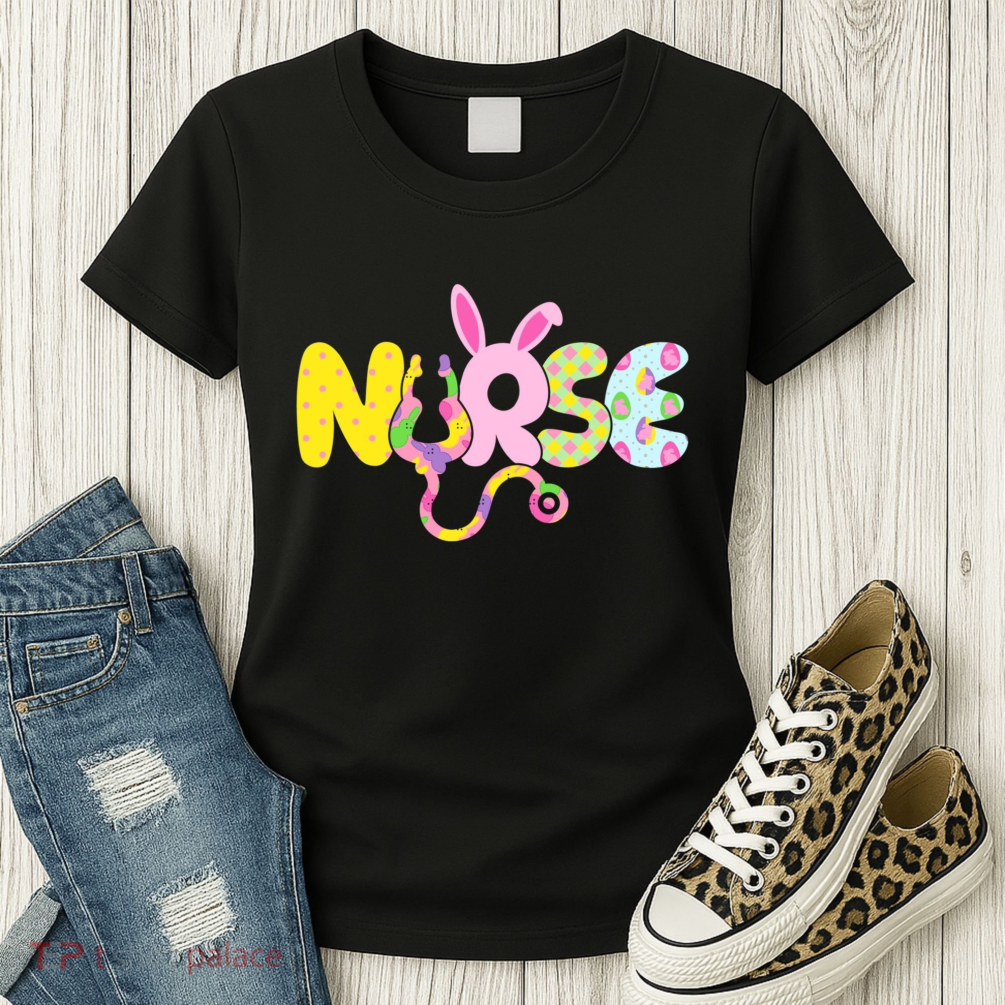 Funny Cute Easter Patterns Nurse Women's T-Shirt