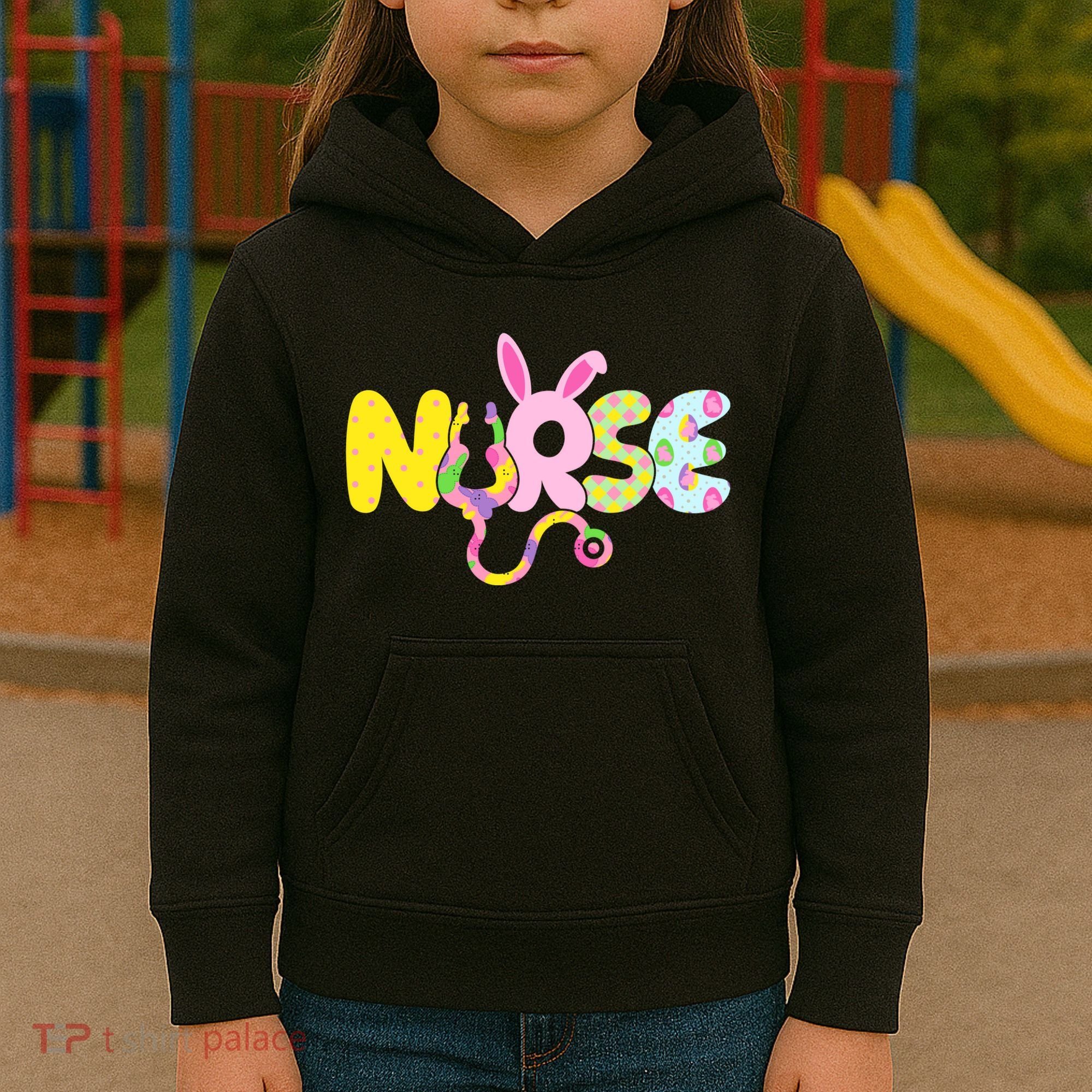 Funny Cute Easter Patterns Nurse Kids Hoodie