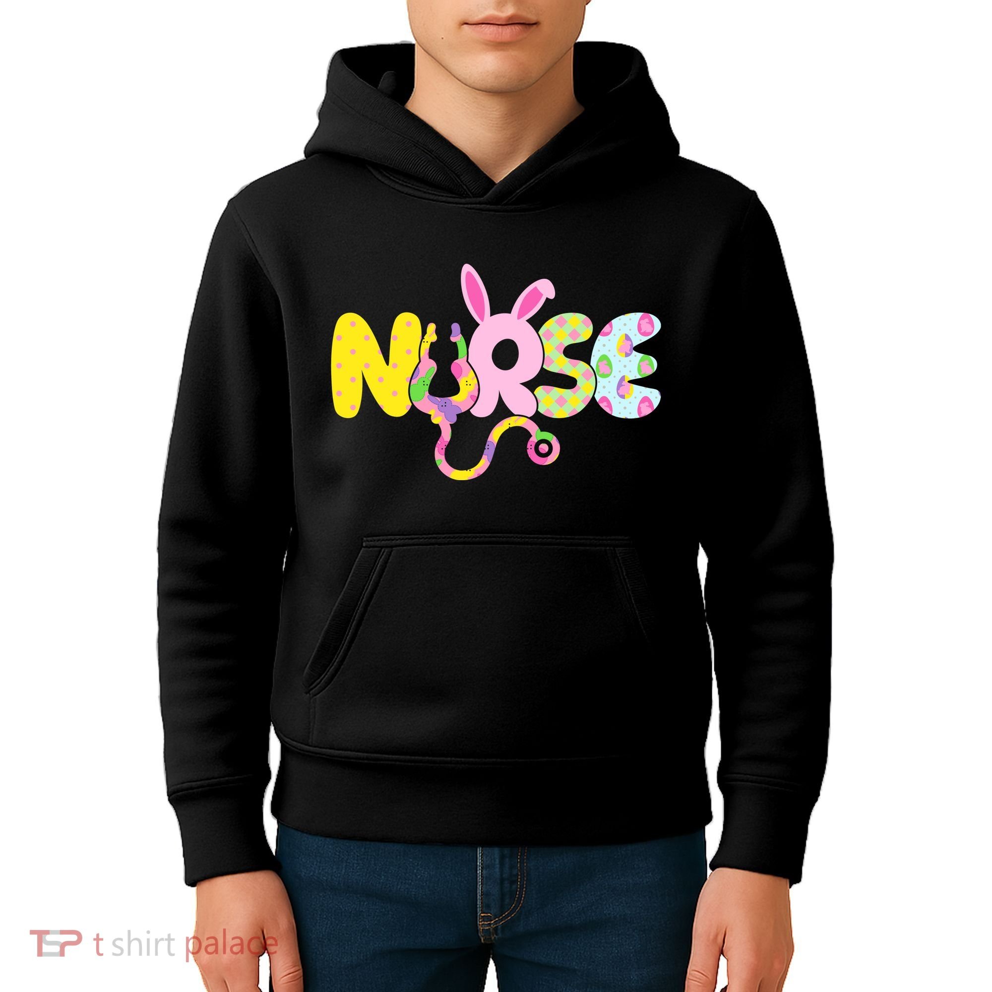 Funny Cute Easter Patterns Nurse Kids Hoodie