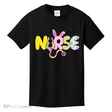 Funny Cute Easter Patterns Nurse Kids T-Shirt