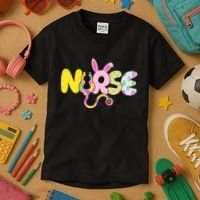 Funny Cute Easter Patterns Nurse Kids T-Shirt thumb 3