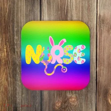 Funny Cute Easter Patterns Nurse Coaster