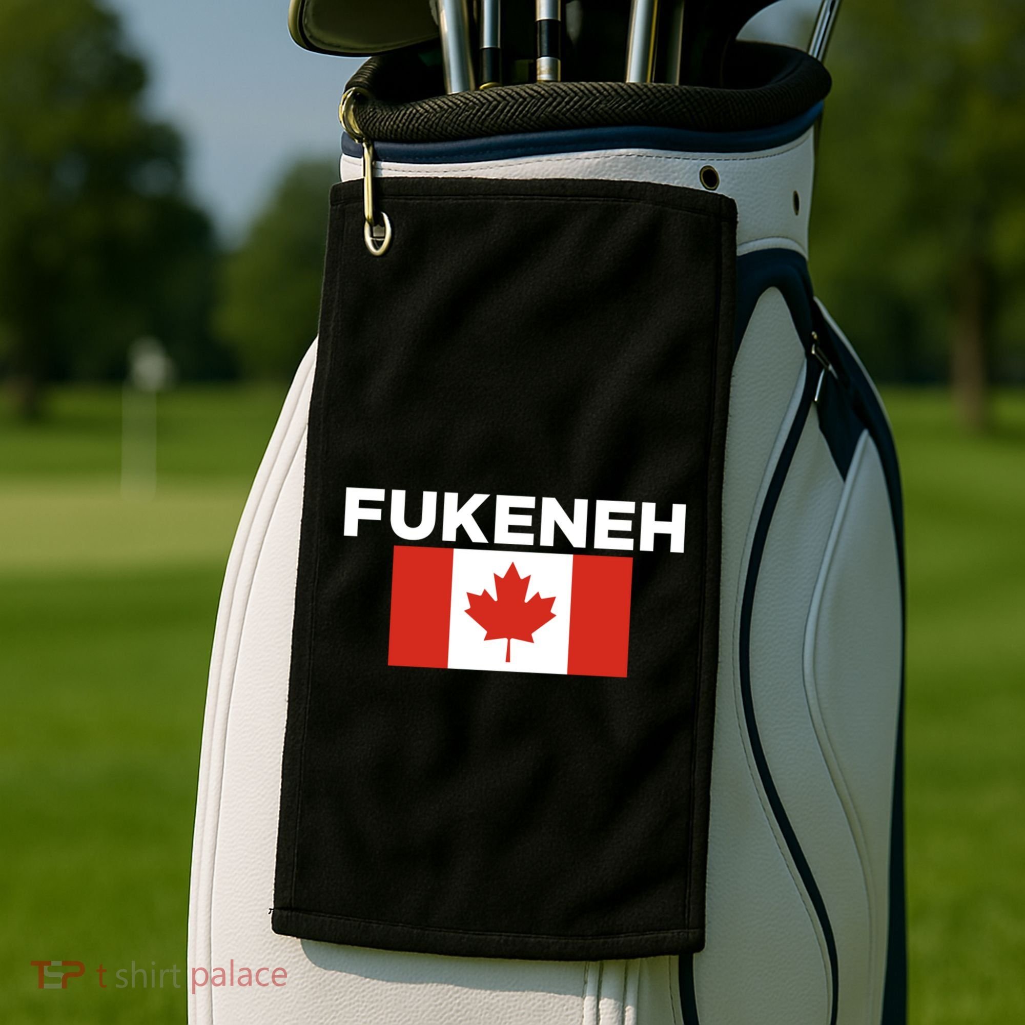 Fukeneh Canada Flag Humorous Fun Slang Accent Gift Golf Towel