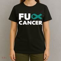 Fuck Cancer Fuck Ovarian Cancer Awareness T-Shirt thumb 4