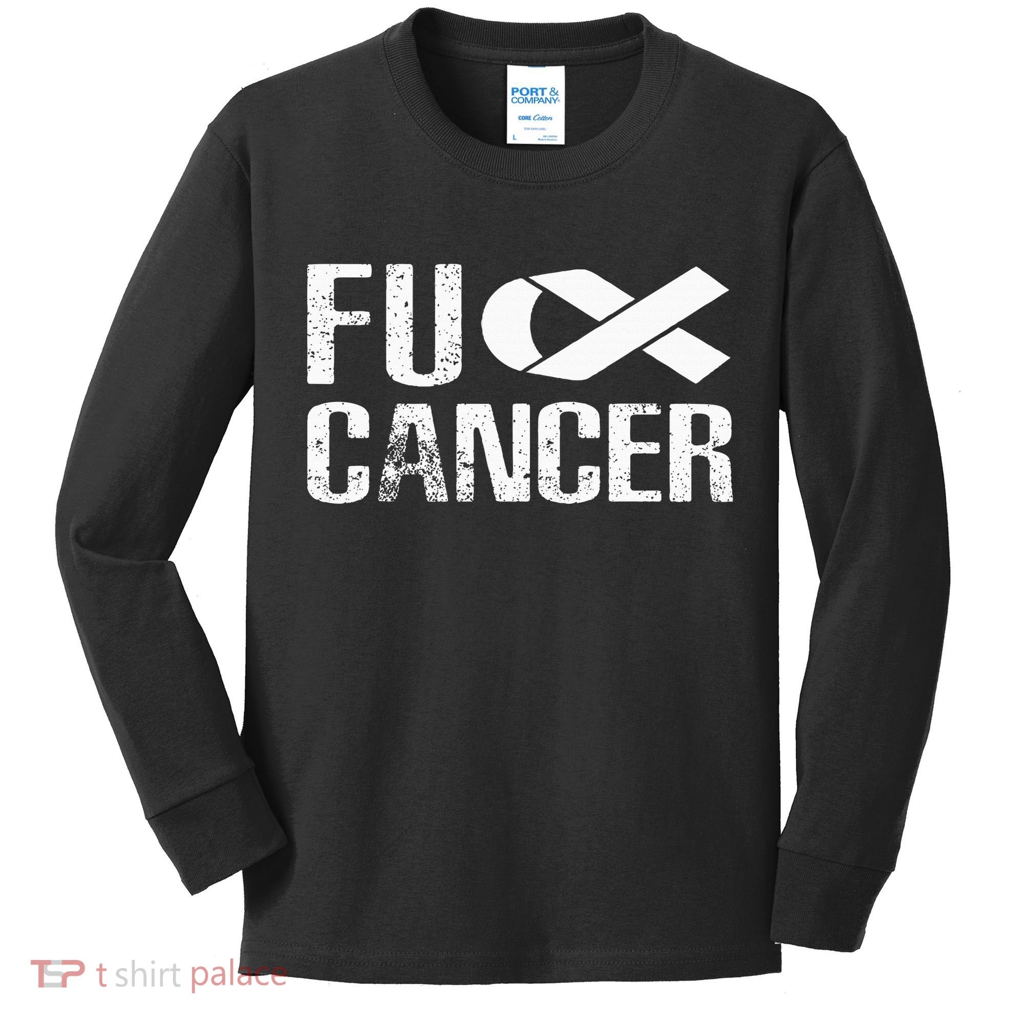 Fuck Cancer Fu Cancer Tcancer Awareness Kids Long Sleeve Shirt
