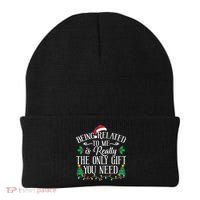 Funny Christmas Family Being Related To Me Is Gift You Need Beanie thumb 0