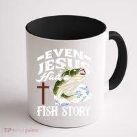 Funny Christian Fisherman Even Jesus Had A Fish Story Coffee Mug thumb 1