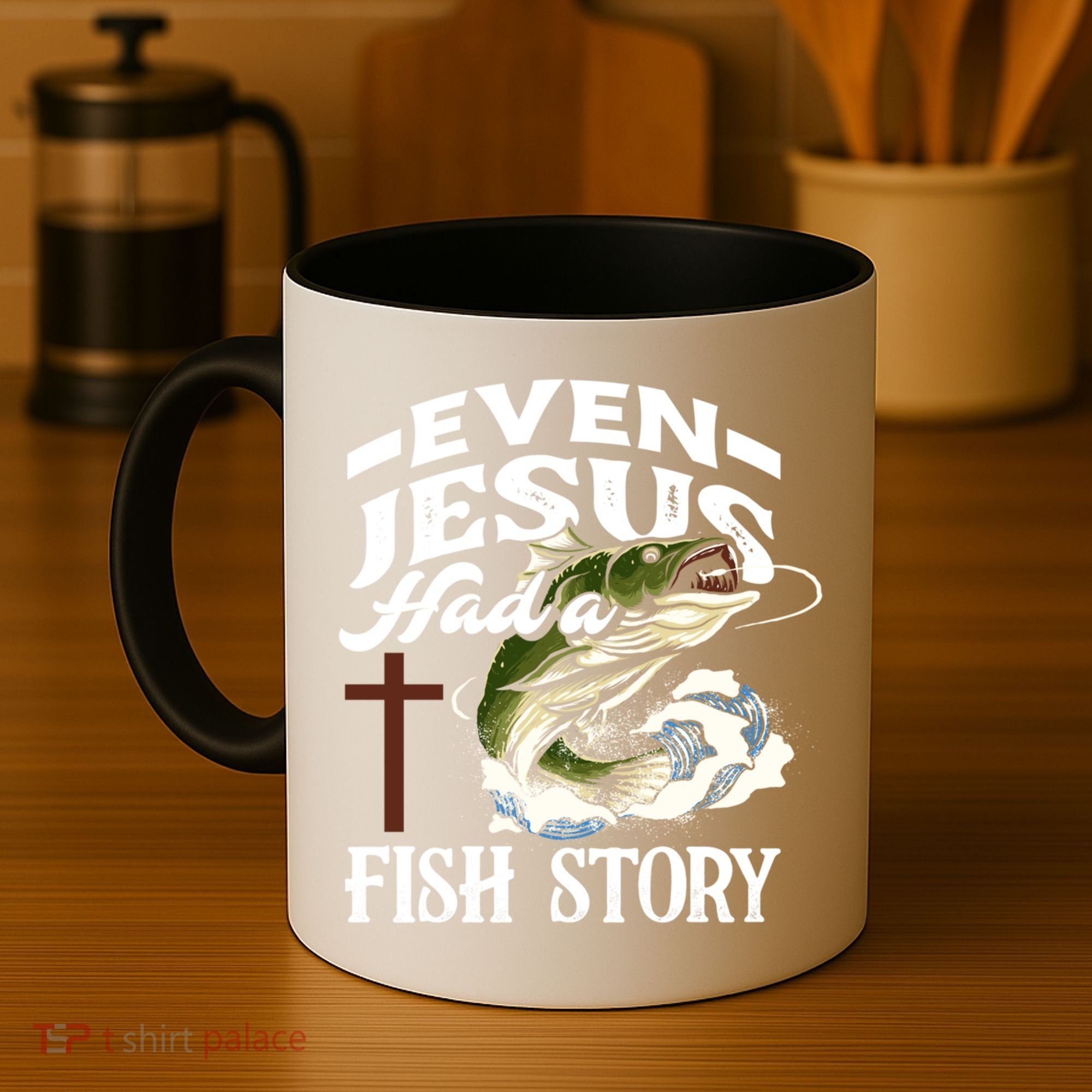Funny Christian Fisherman Even Jesus Had A Fish Story Coffee Mug
