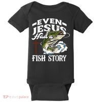 Funny Christian Fisherman Even Jesus Had A Fish Story Baby Bodysuit thumb 0