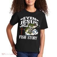 Funny Christian Fisherman Even Jesus Had A Fish Story Kids T-Shirt thumb 2