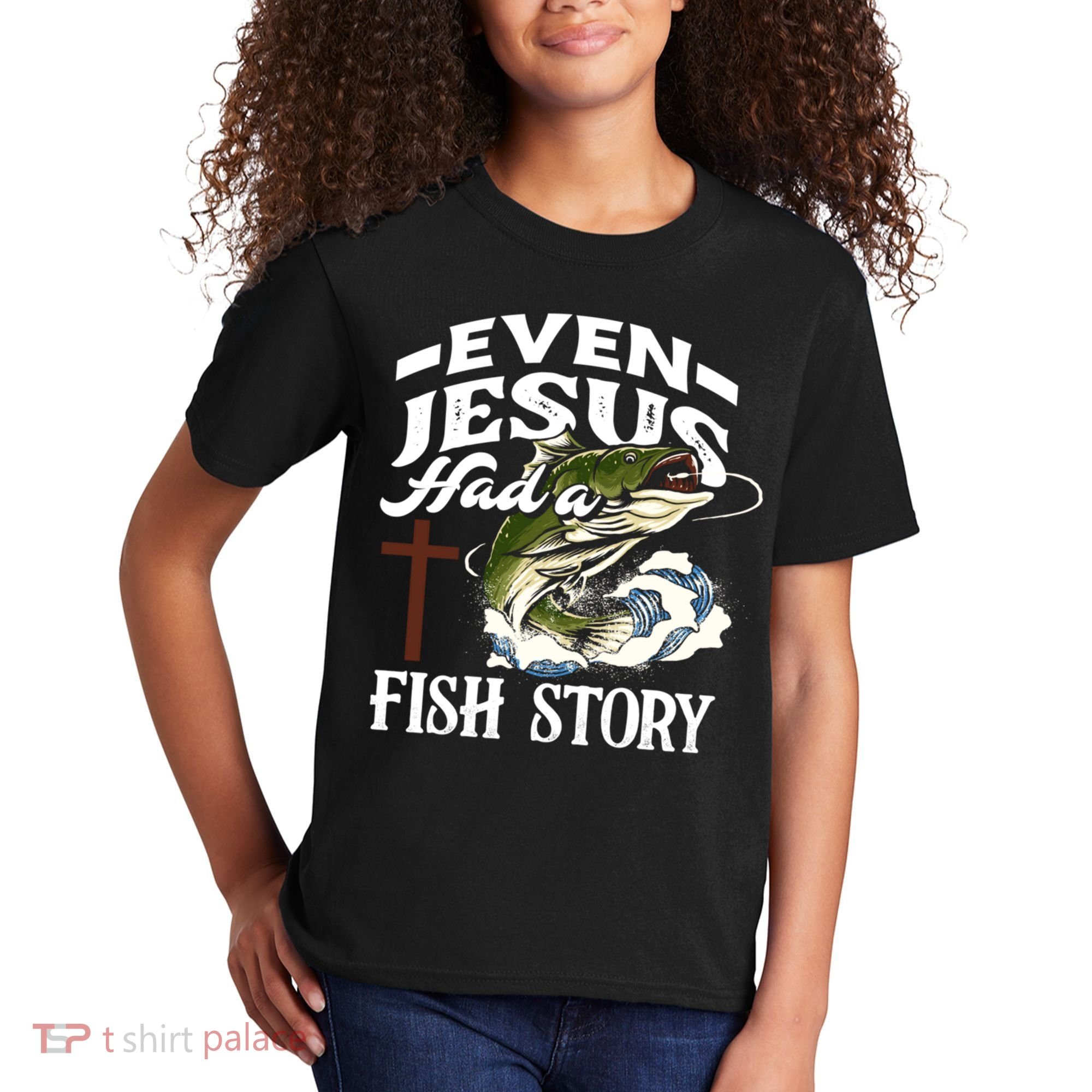 Funny Christian Fisherman Even Jesus Had A Fish Story Kids T-Shirt