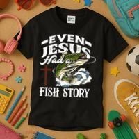 Funny Christian Fisherman Even Jesus Had A Fish Story Kids T-Shirt thumb 3