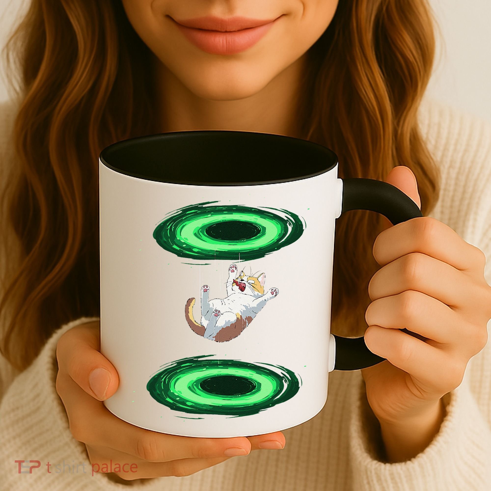Funny Cat Falls Through Portal For Kitten And Cats Lovers Coffee Mug