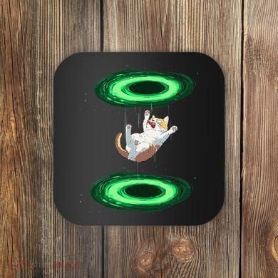 Funny Cat Falls Through Portal For Kitten And Cats Lovers Coaster