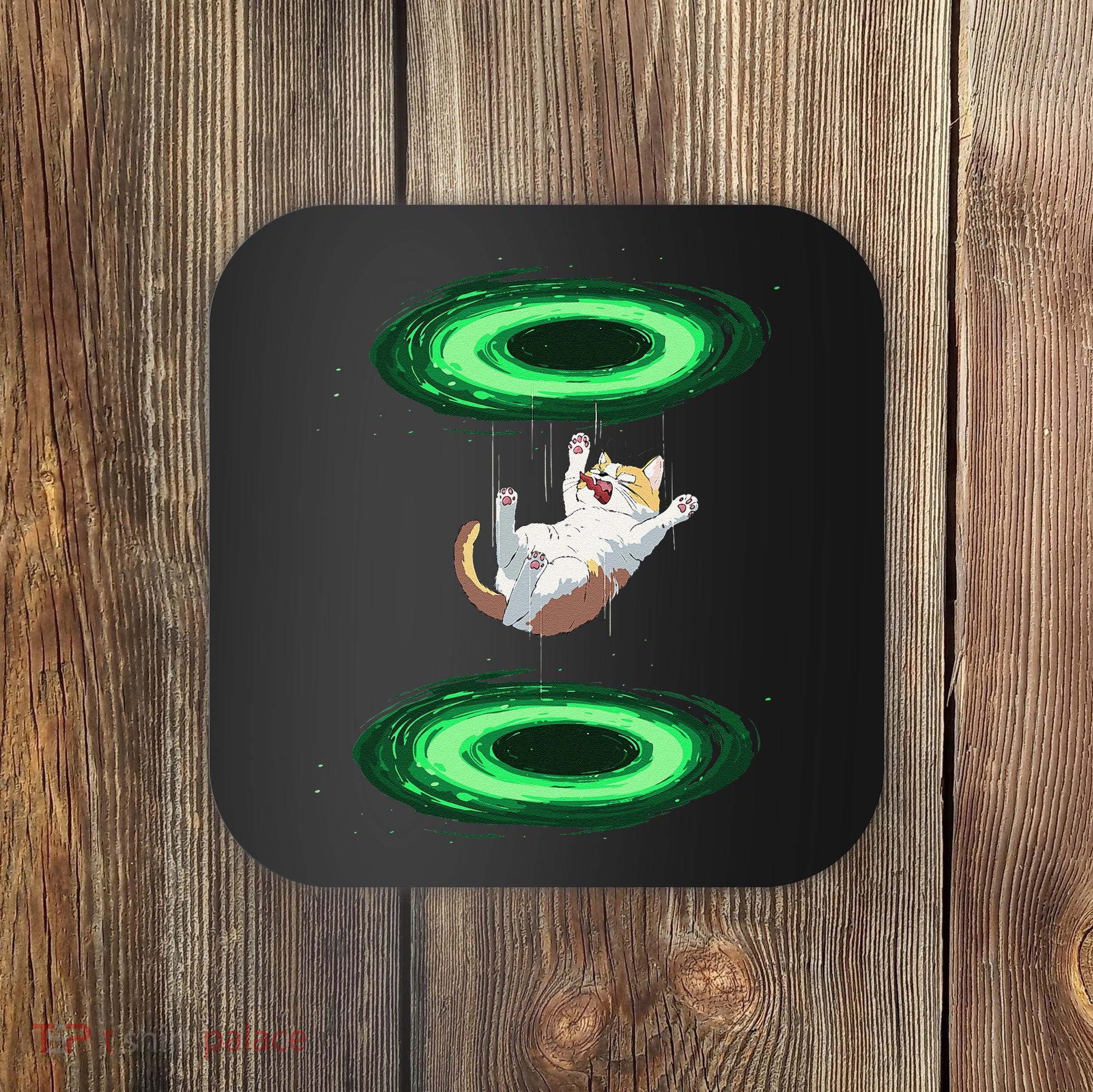 Funny Cat Falls Through Portal For Kitten And Cats Lovers Coaster