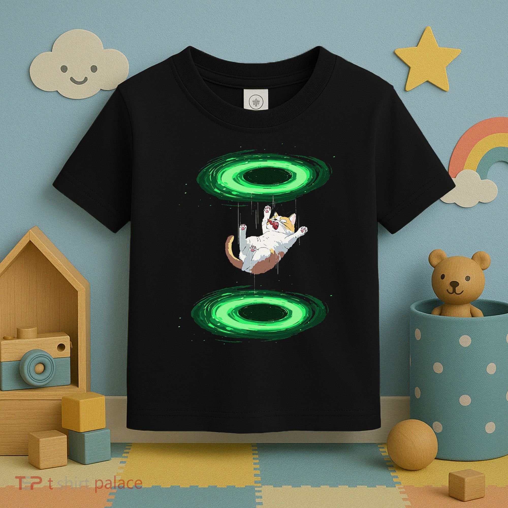 Funny Cat Falls Through Portal For Kitten And Cats Lovers Toddler T-Shirt
