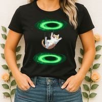 Funny Cat Falls Through Portal For Kitten And Cats Lovers Women's T-Shirt thumb 2