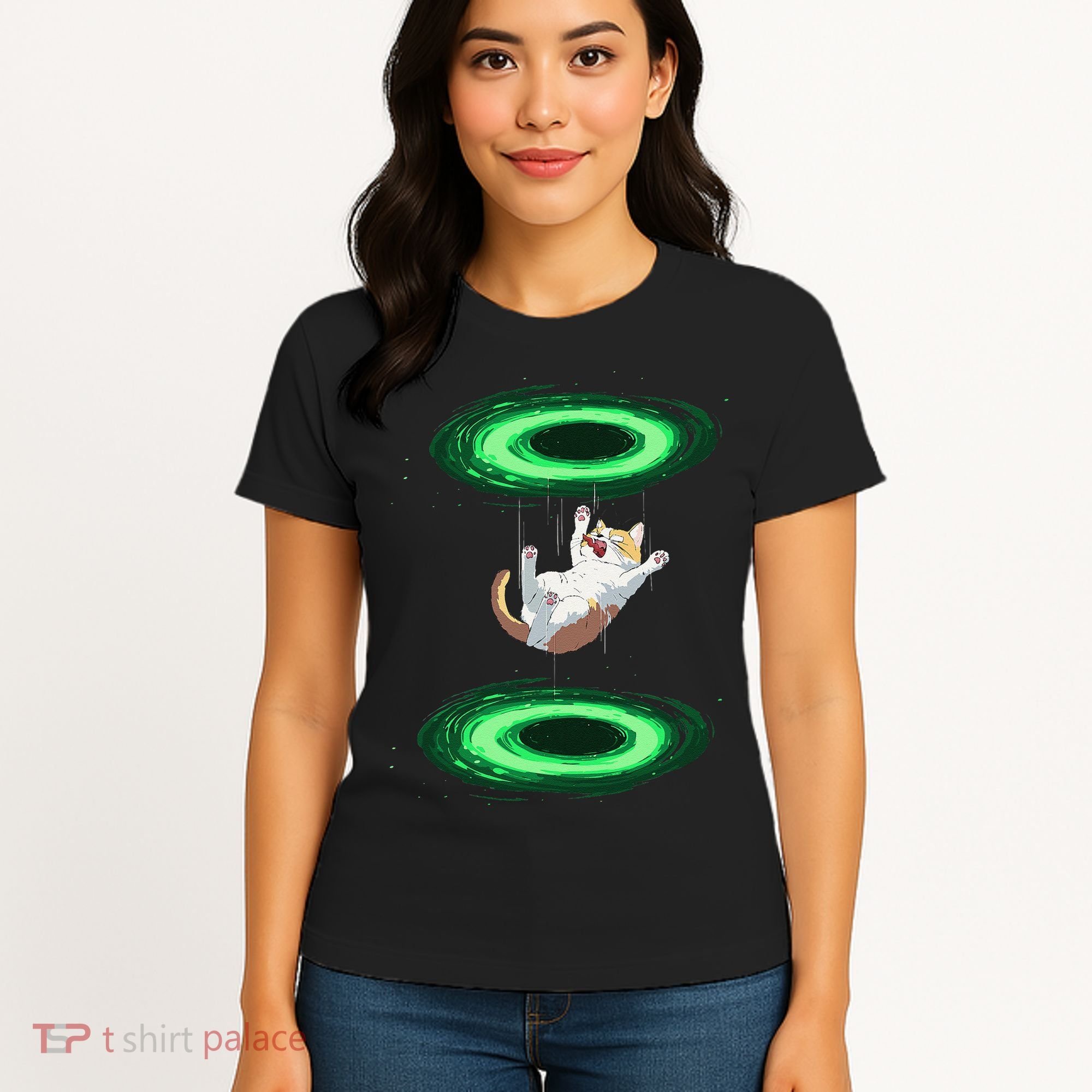 Funny Cat Falls Through Portal For Kitten And Cats Lovers Women's T-Shirt
