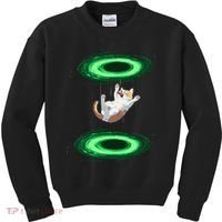 Funny Cat Falls Through Portal For Kitten And Cats Lovers Kids Sweatshirt thumb 0
