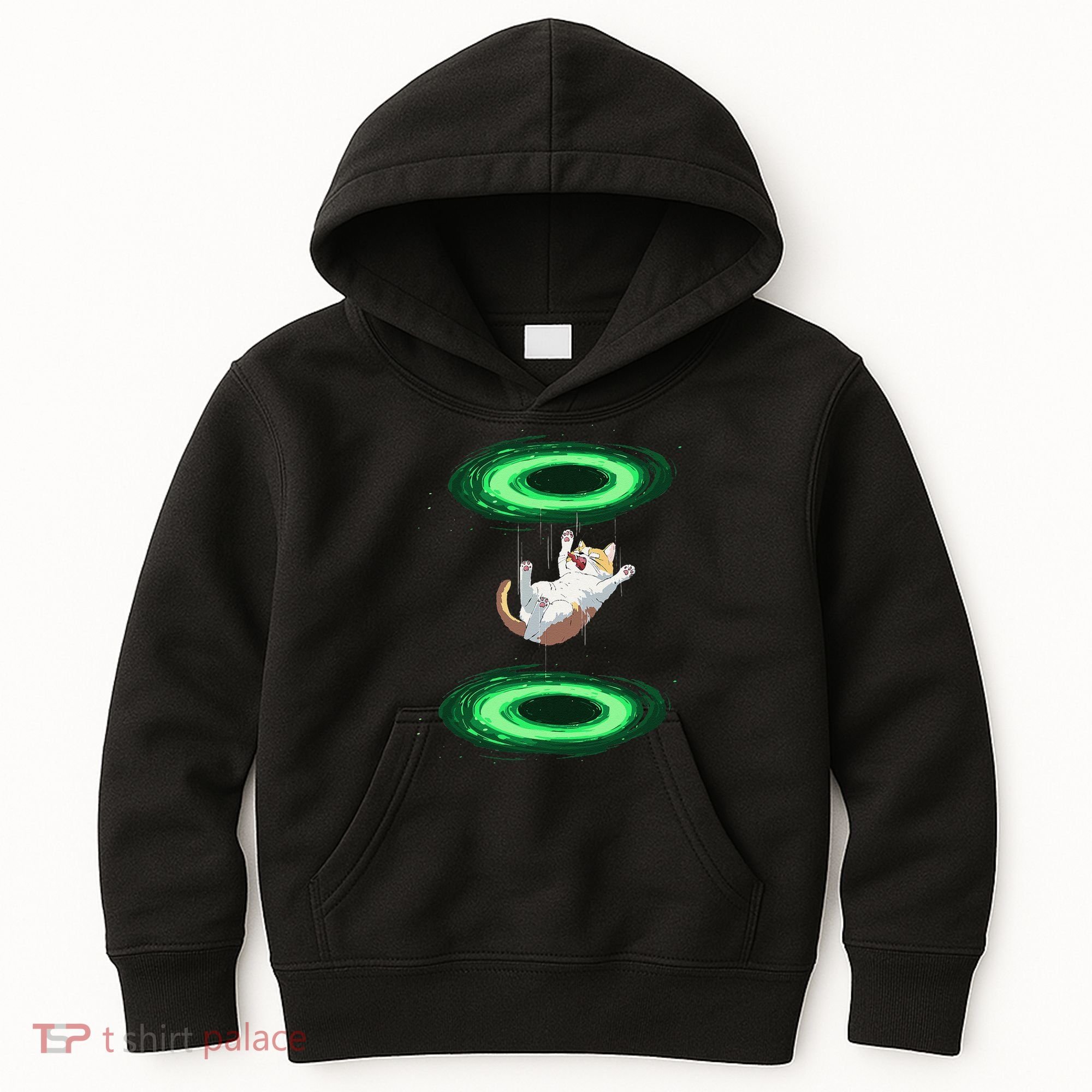 Funny Cat Falls Through Portal For Kitten And Cats Lovers Kids Hoodie