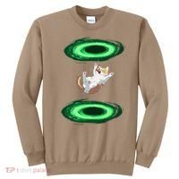 Funny Cat Falls Through Portal For Kitten And Cats Lovers Sweatshirt thumb 0