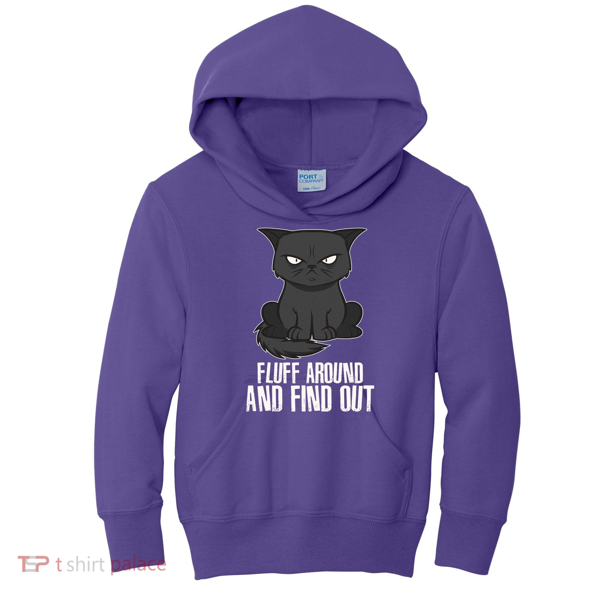 Funny Cat Fluff Around And Find Out Kids Hoodie