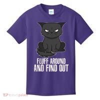 Funny Cat Fluff Around And Find Out Kids T-Shirt thumb 0
