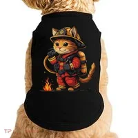 Funny Cat Firefighter Doggie Tank thumb 0