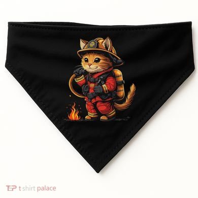 Funny Cat Firefighter USA-Made Doggie Bandana