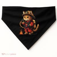 Funny Cat Firefighter USA-Made Doggie Bandana thumb 0