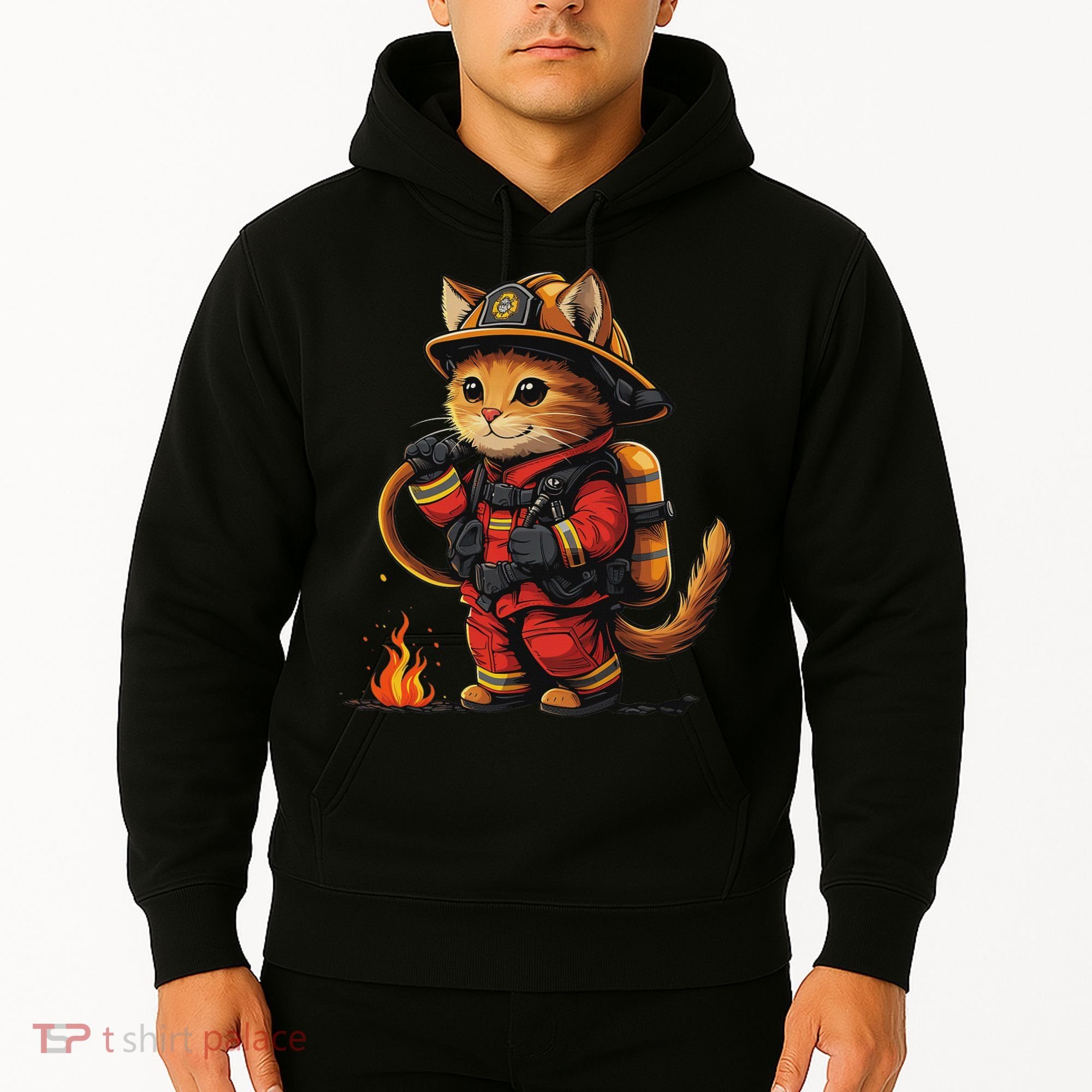Funny Cat Firefighter Hoodie