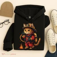 Funny Cat Firefighter Hoodie thumb 4
