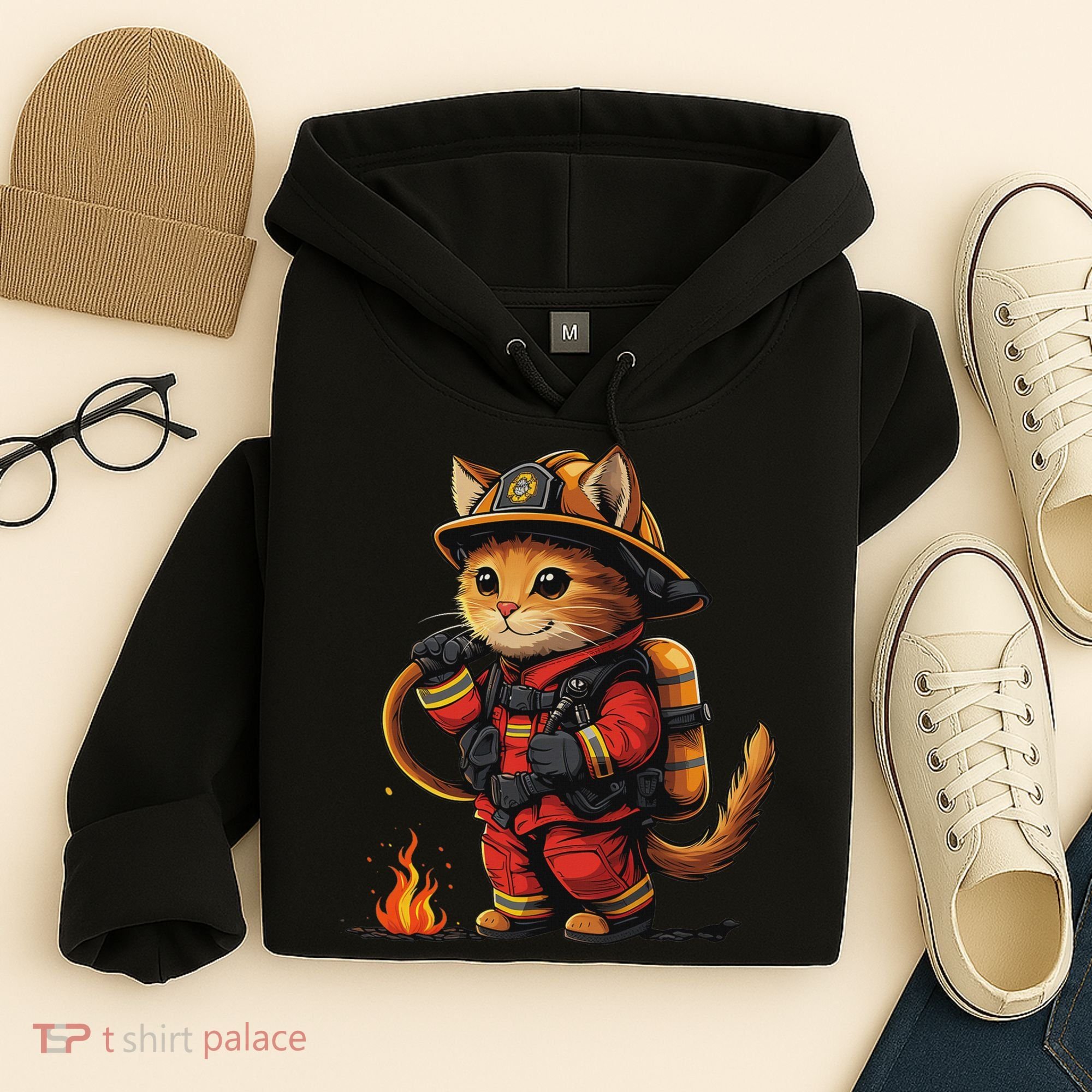 Funny Cat Firefighter Hoodie