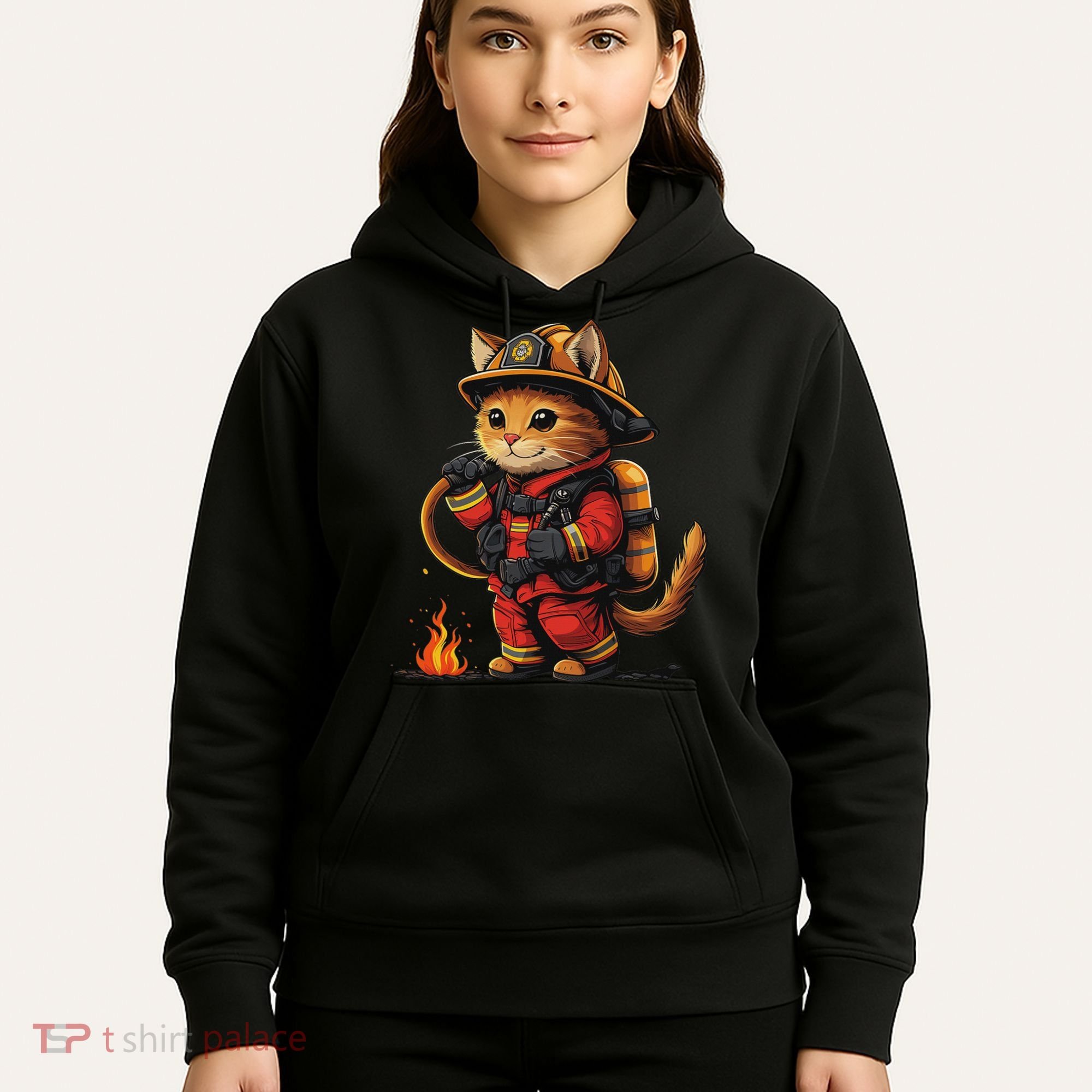 Funny Cat Firefighter Hoodie