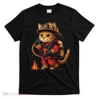 Funny Cat Firefighter T-Shirt thumb 0
