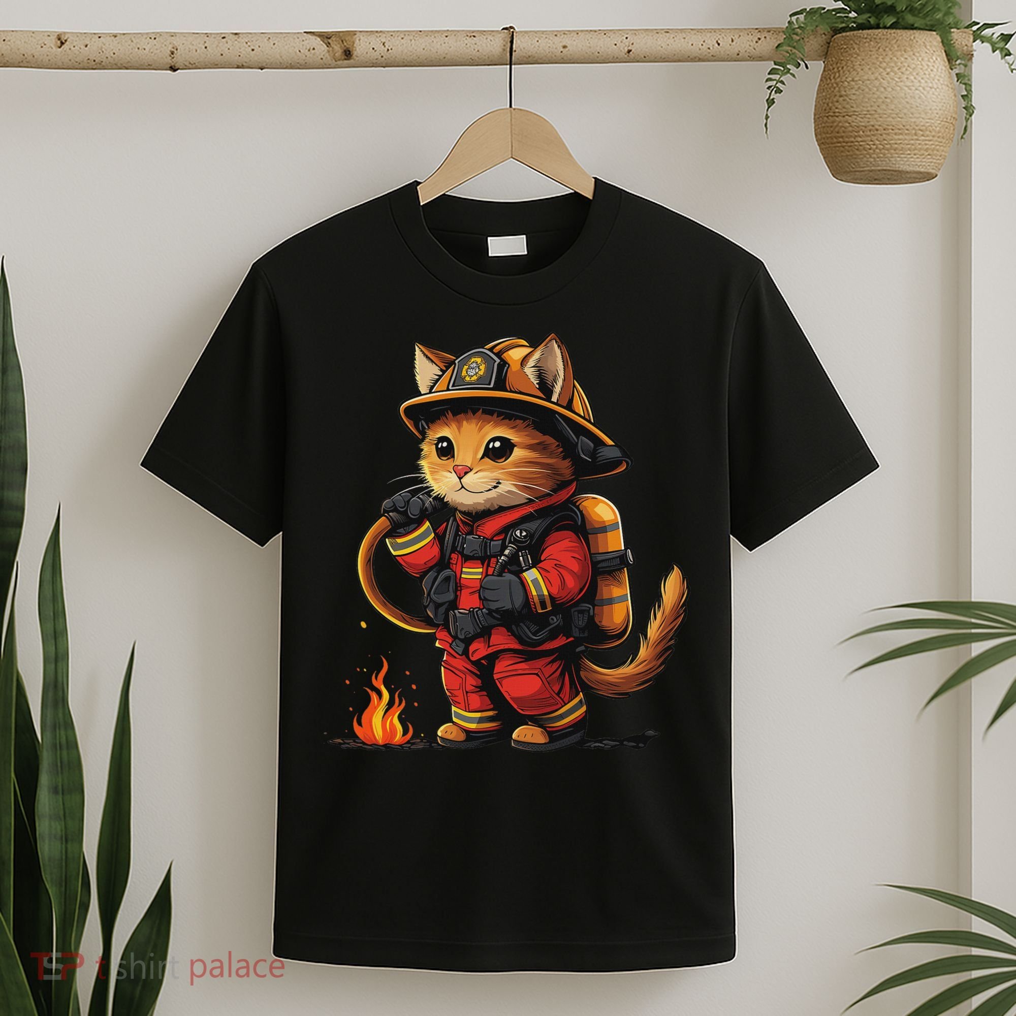 Funny Cat Firefighter T-Shirt