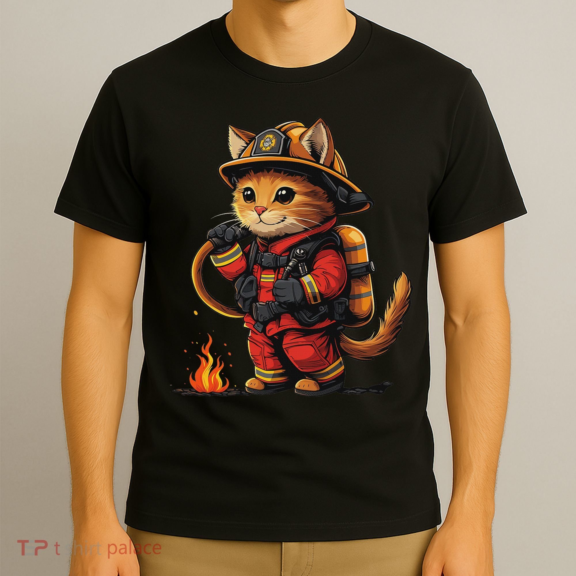 Funny Cat Firefighter T-Shirt