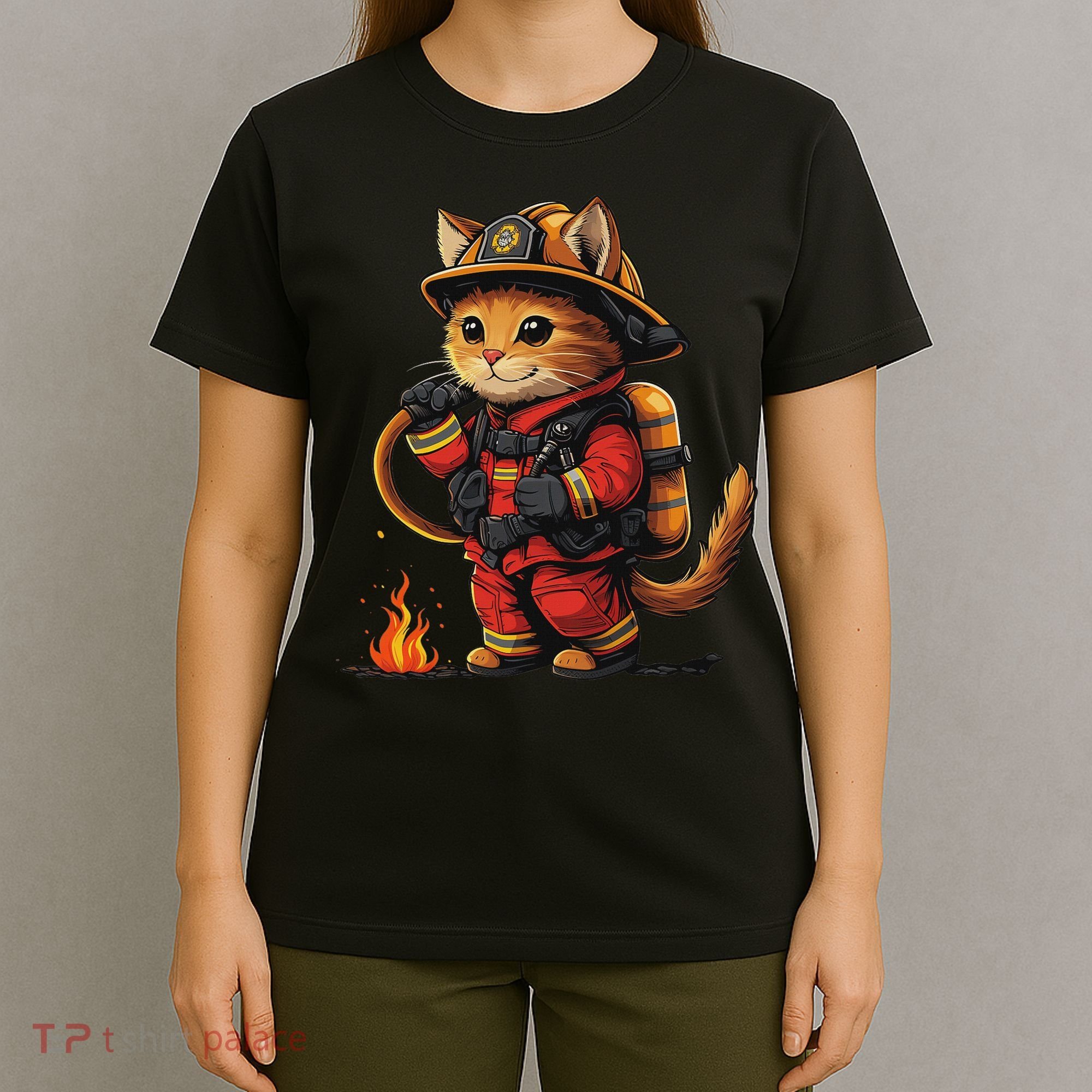Funny Cat Firefighter T-Shirt