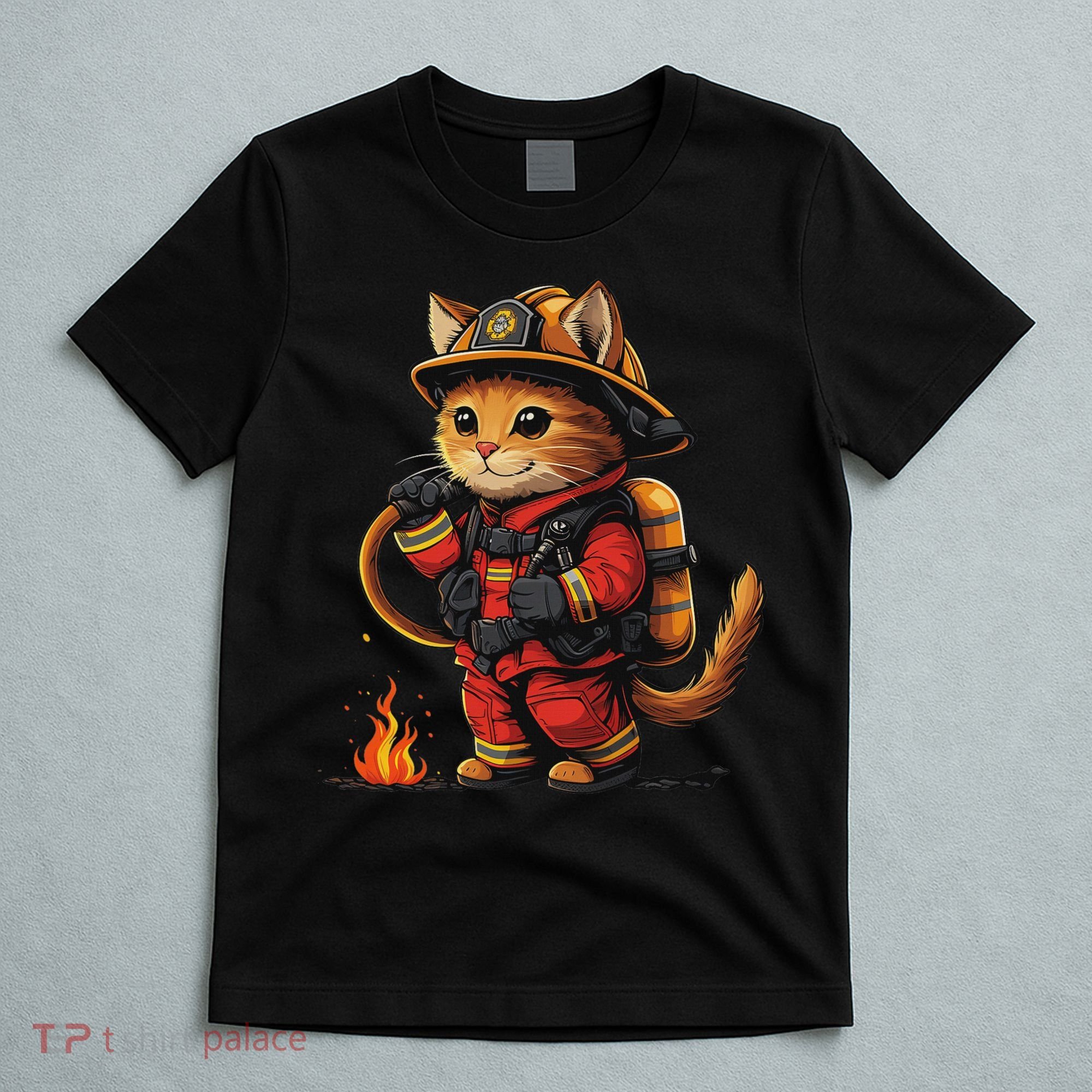 Funny Cat Firefighter T-Shirt