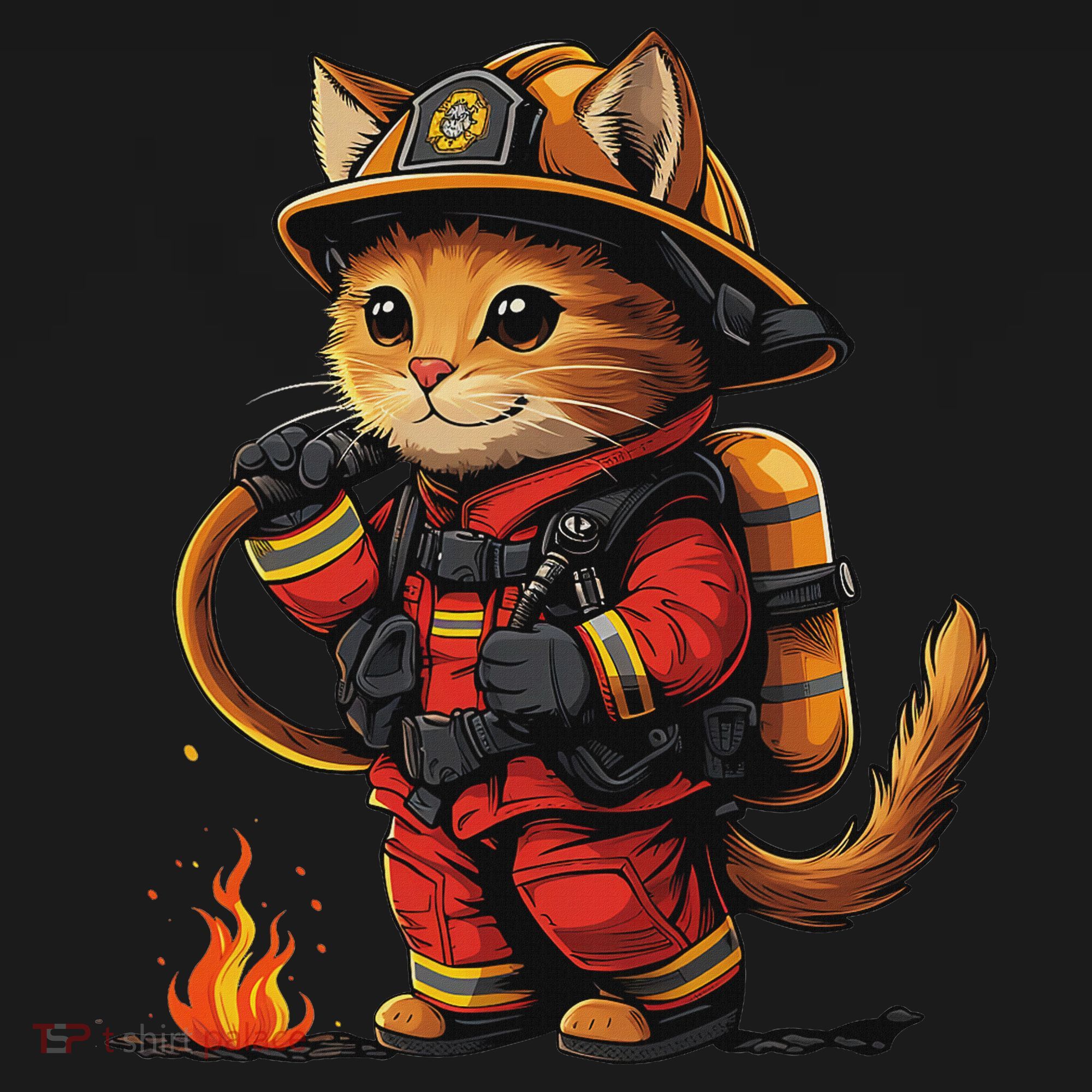 Funny Cat Firefighter T-Shirt
